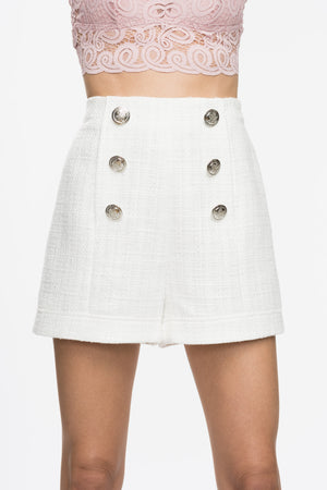 Tatiana High Waisted Shorts - White Tweed